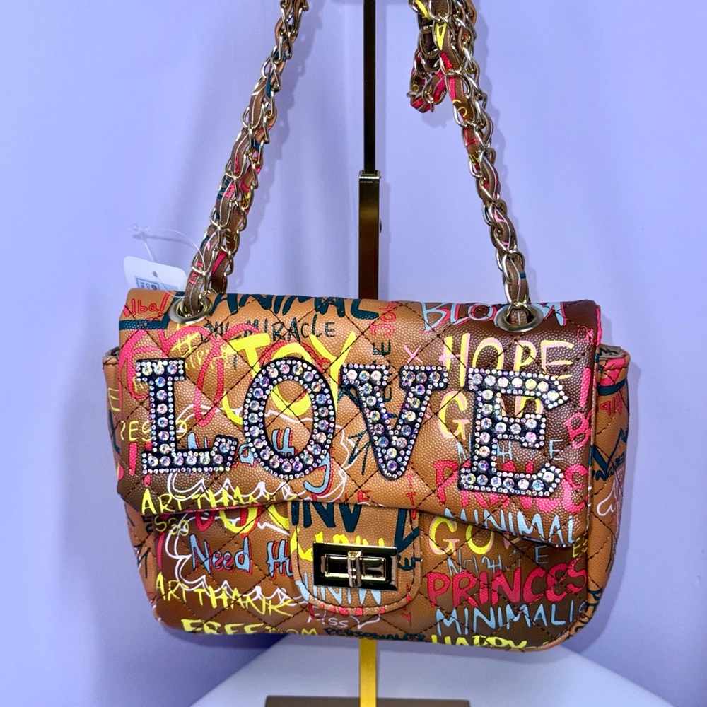 💙Buyers choice! 💚Colorful Graffiti Love Handbag❤️ - Picture 2 of 5